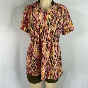 Philosophy Republic Floral Babydoll Top Boho Empire Waist Tunic M